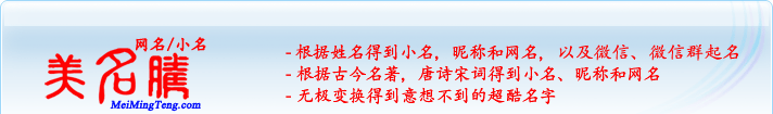 根據(jù)姓名得到小名，昵稱和網(wǎng)名；根據(jù)古今名著，唐詩(shī)宋詞得到小名，昵稱和網(wǎng)名；無(wú)極變換得到意想不到的超酷名字